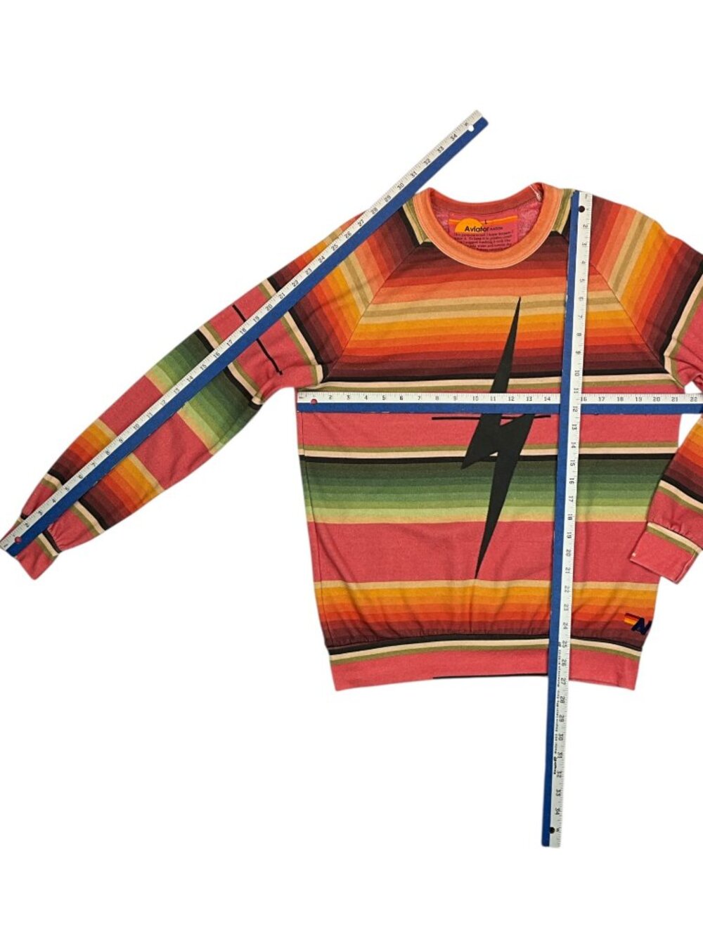 Aviator Nation Serape Bolt Stitch Sweatshirt L Striped Crewneck Long Sleeve - Picture 9 of 16